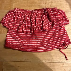 abercrombie & fitch red striped tube top